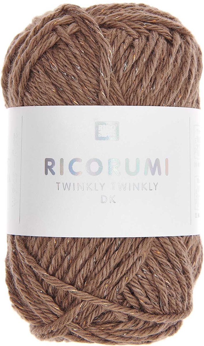 Ricorumi twinkly twinkly 015 bruin - kleine bol katoengaren met glitter