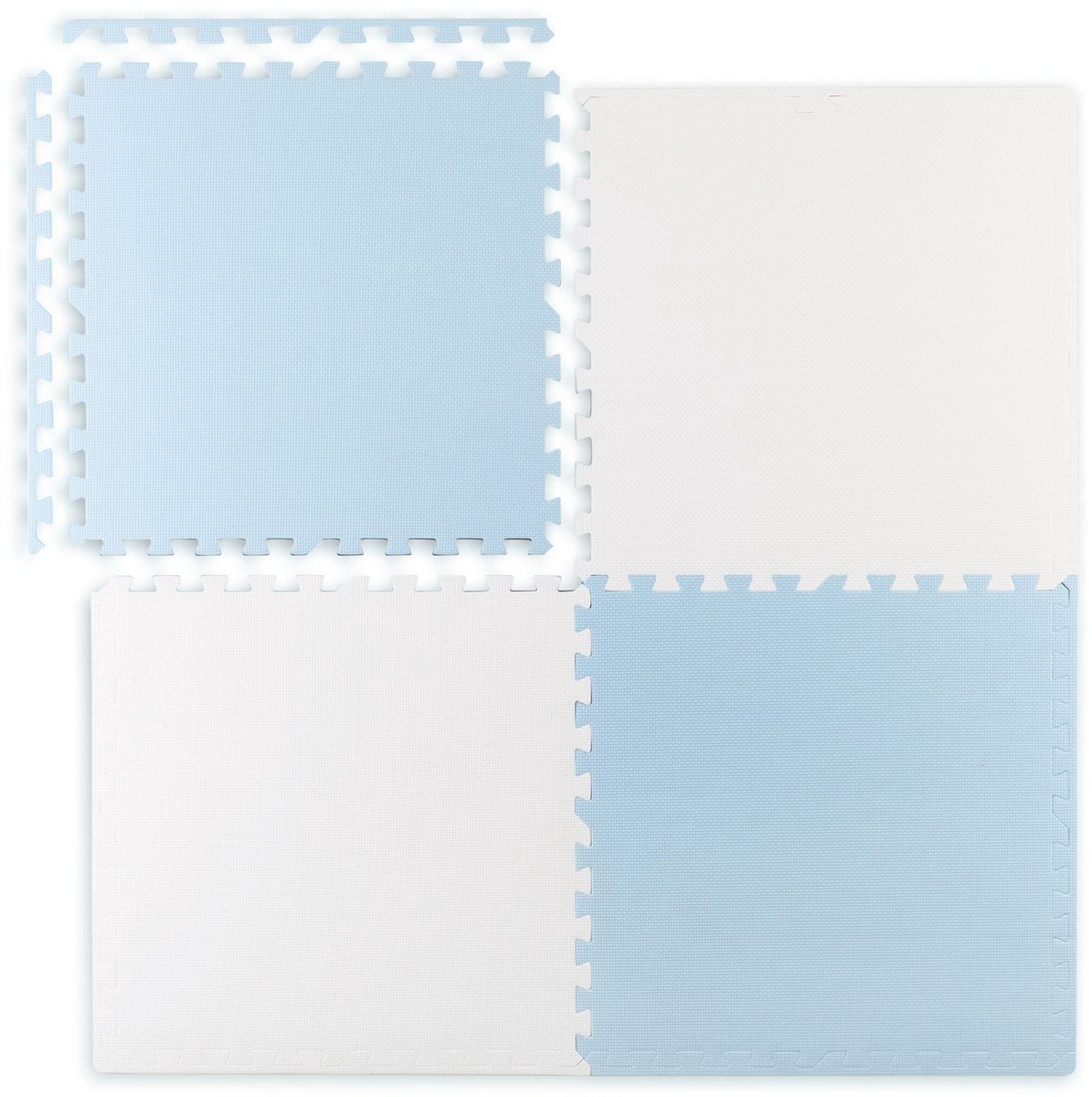 Grote  -schuimrubberen puzzelmat 60 x 60 cm, 4 stuks, blauw-wit