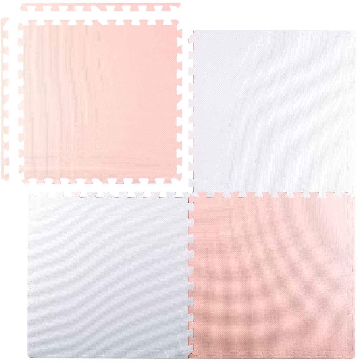 Grote  -schuimrubberen puzzelmat 60 x 60 cm, 4 stuks, perzik-wit