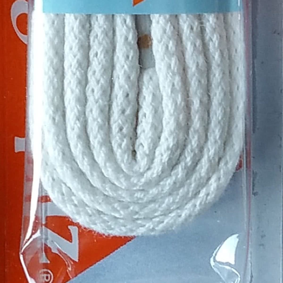 1 paar veters 3 mm x 90 cm wit - Rond Cord 100% katoen schoenveter 64_90_101