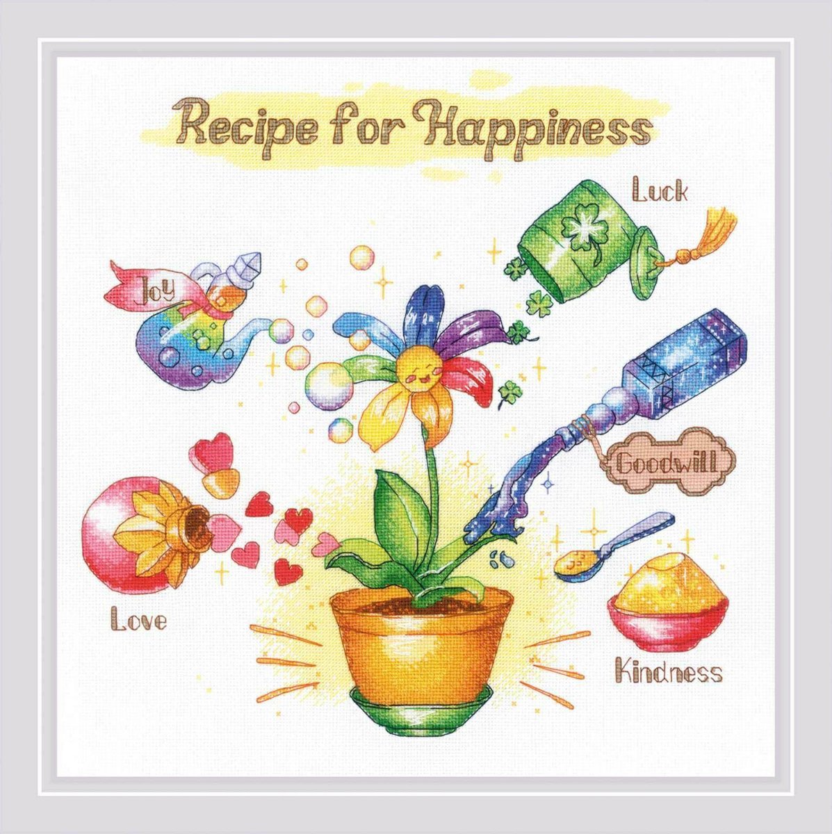 Borduren - Recipe for Happiness - 30x30cm - Riolis