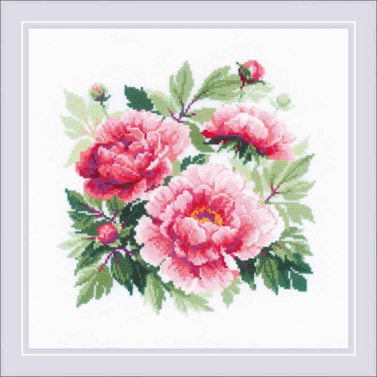 Borduurpakket - Pioenrozen - Tree Peony - Riolis 1854