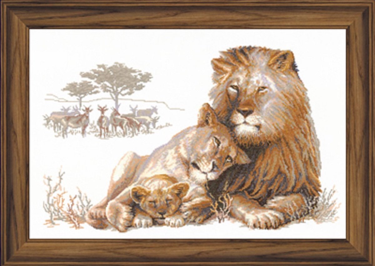 Borduurpakket Riolis PREMIUM - Lion Paradise - telpatroon om zelf te borduren