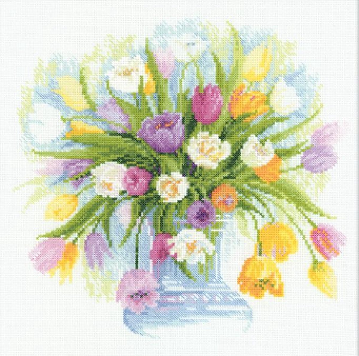 Borduurpakket WATERCOLOR TULIPS - RIOLIS PREMIUM COLLECTIE - telpatroon