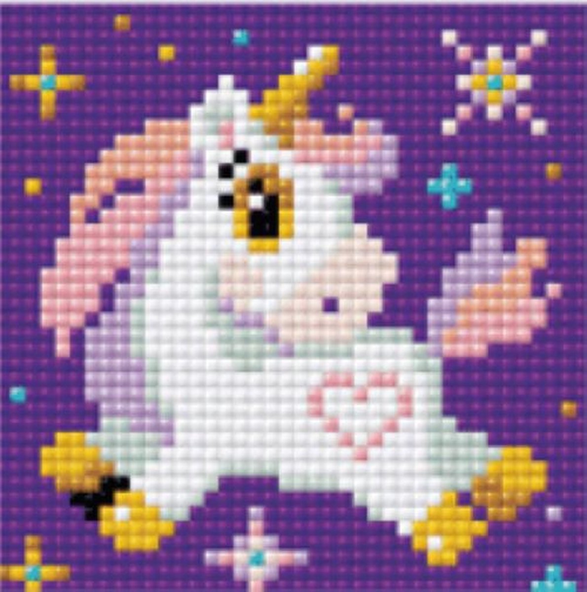 Diamond painting - diamond masaic - Little unicorn - 10x10 cm - full - vierkant - Riolis