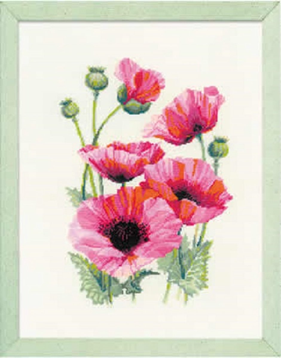 Riolis borduurpakket pink poppies om te borduren 1775