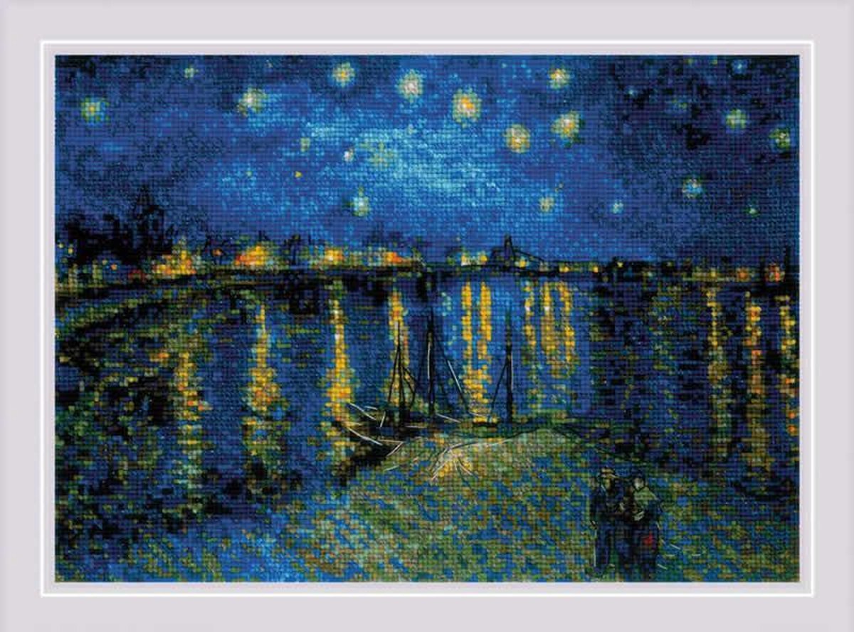 Starry Night Over thRhone after Van Goghs Paining Aida Borduurpakket Riolis