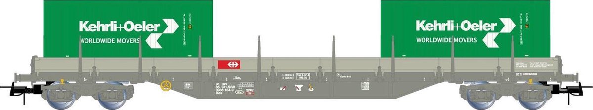 Rivarossi - Sbb 4-axle Stake Wagon 2 X 20��� Kehrli En Oeler Vi (12/20) * - RIV-HR6498