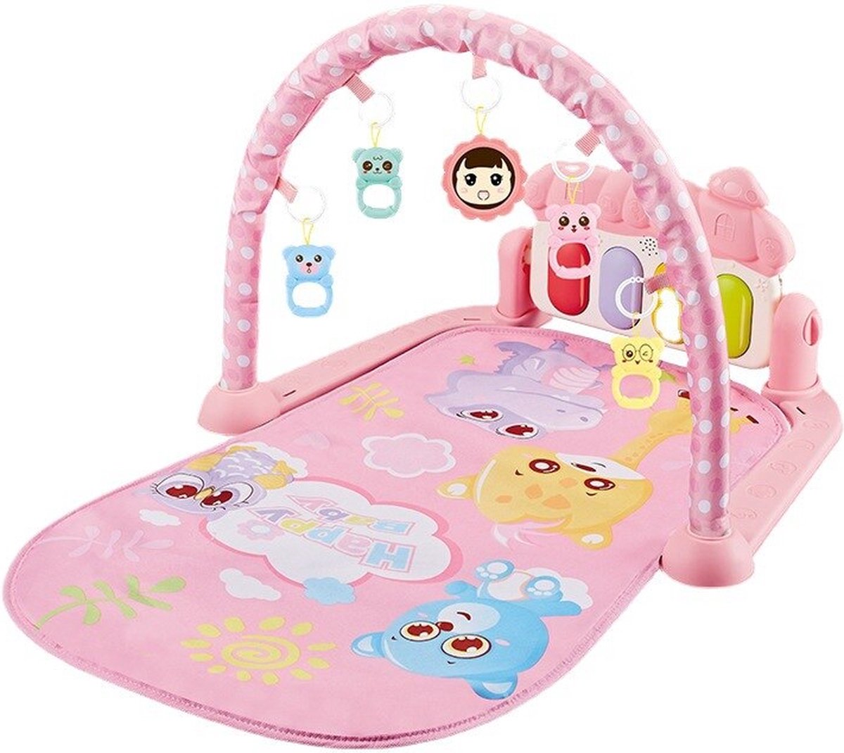 Babygym - Baby Dierenvriendjes Speelmat - Speelkleed - Interactief Speelgoed - 6 tot 36 Maanden - Roze