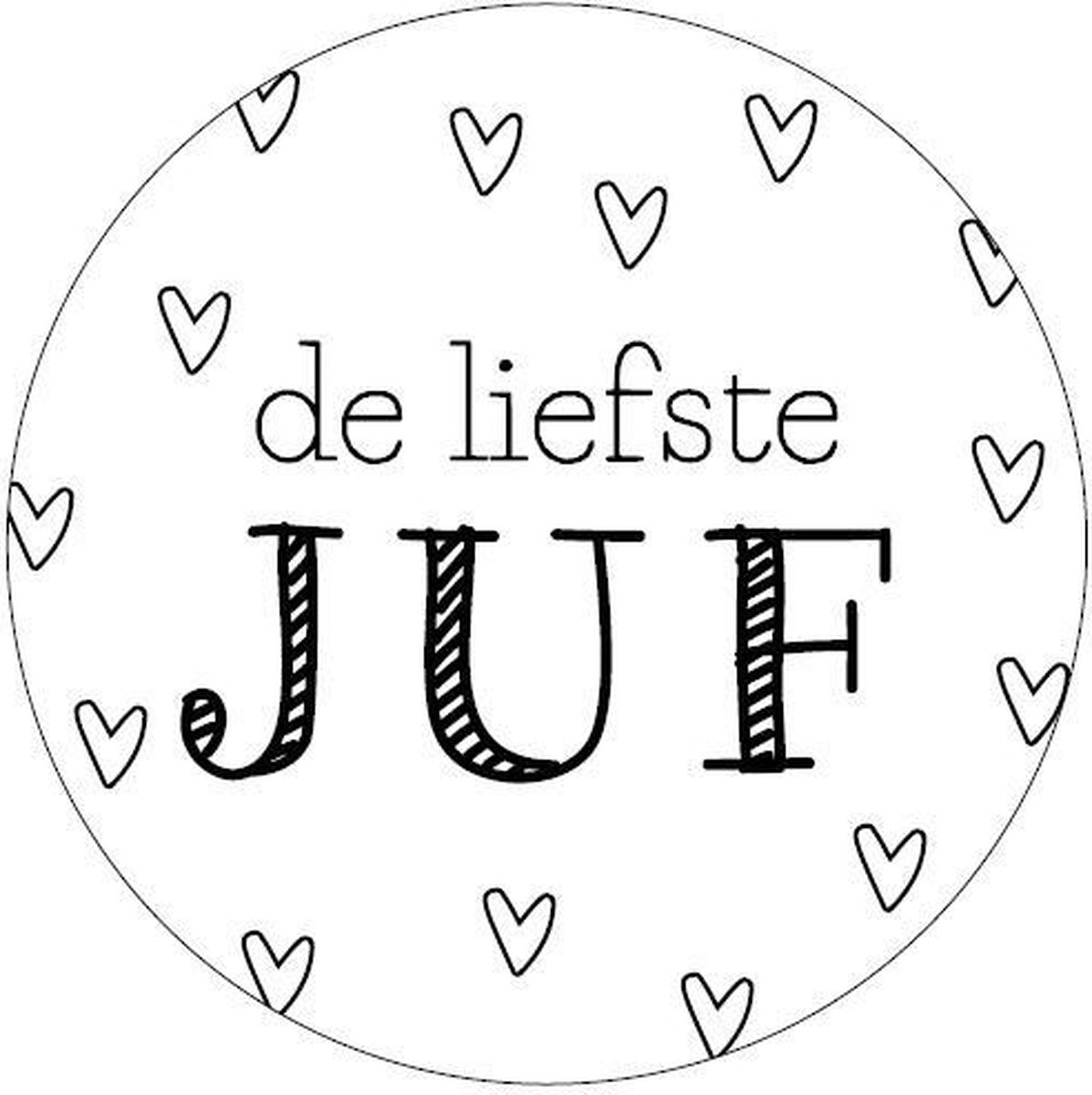 10x Sluitsticker De liefste JUF - RONA DESIGN® - 40mm - Traktatiesticker - Cadeausticker - Wensetiket liefste juf  - Uitdelen - Sluitsticker - Keur Zwart + Wit - Sticker Afscheid - Basisschool - Juf - Bedankt