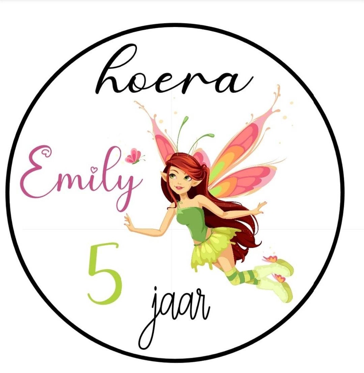 25 x Fee Stickers Met Naam Leeftijd - Verjaardag Fee Prinses - Gepersonaliseerd - Sluitstickers - Kinderfeest Traktatie - Uitdelen - Uitdeeltraktatie - Wensetiket - Rond - 40mm - Glossy sticker