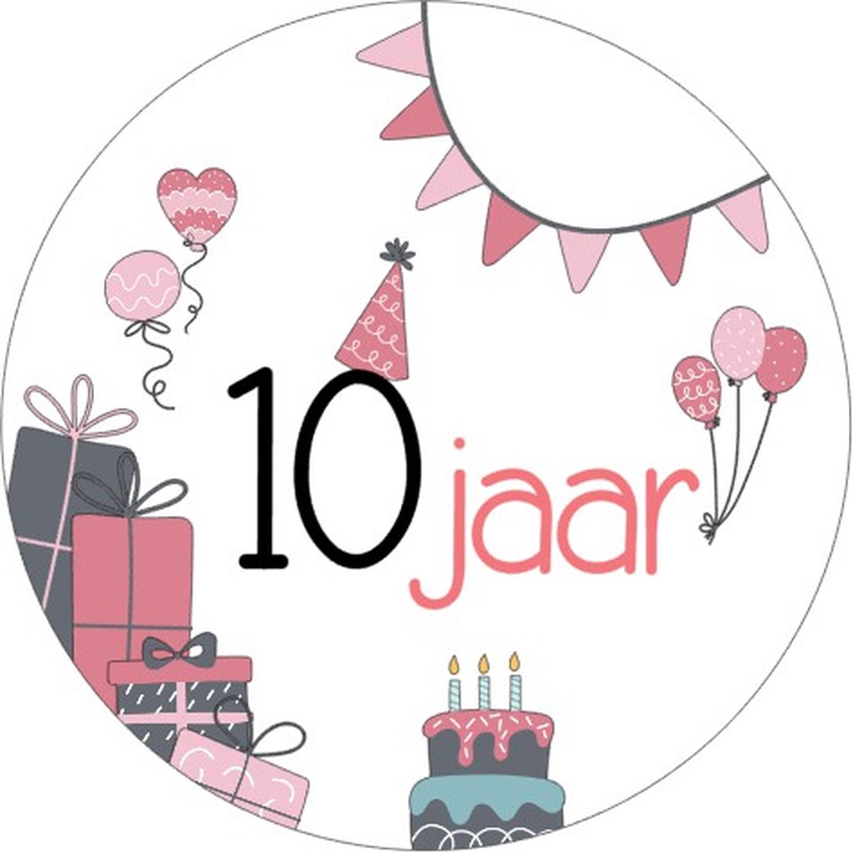 25x Sluitsticker 10 Jaar - Roze - 40 mm - Meiden Sticker - Sluitzegel - Sticker Verjaardag meisjes - Ballonnen - Cadeaus Kados - Glossy - Sluitzegel - Wensetiket - Uitdelen - Jarig - Trakteren - Hoera