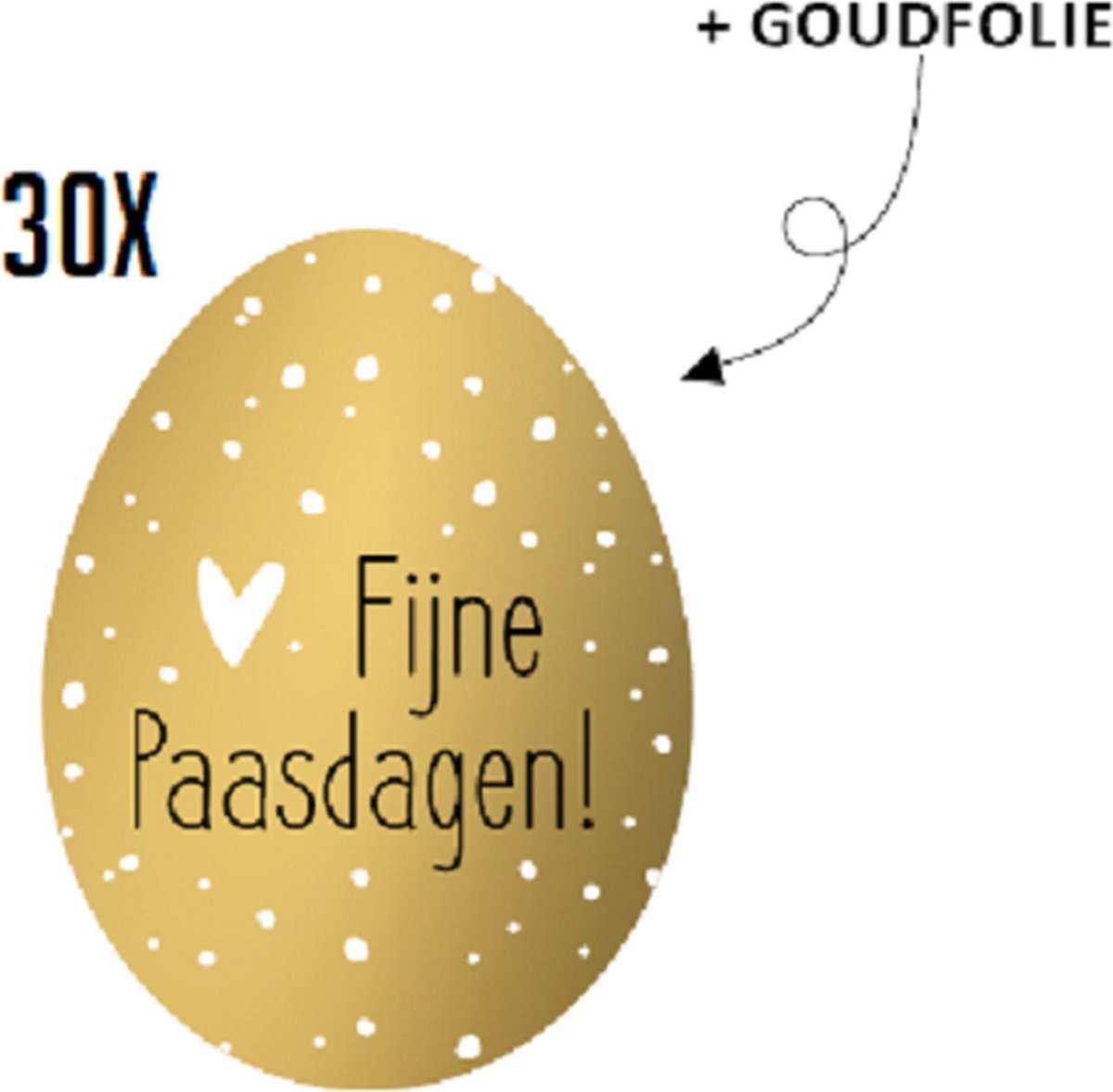 30x Fijne Paasdagen sluitstickers - RONA DESIGN® - Paas kadootje Sticker - Sluitsticker - Sluitzegel Fijne Paasdagen - Happy Easter - Ei vorm - Goudfolie - 34x45mm - Fijne Paasdagen - Paasfeest - Envelop stickers - Cadeau