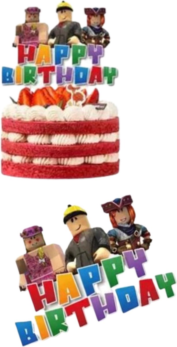 Roblox Taart topper - Roblox - Meisjes - Jongens - Taart - Versiering - Feestje - Kinderfeestje - Verjaardag - Partijtje - Happy birthday - Roblox kinderfeestje - Roblox Feestje - Adoptme - Brookhaven - Jarig - Taart versiering - Verjaardag decoratie