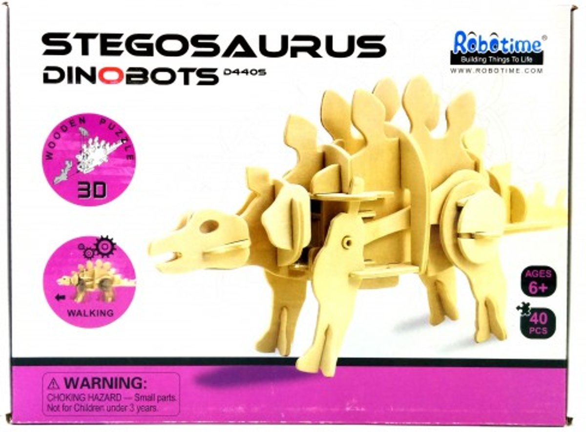 Lopende 3D Stegosaurus Houten Puzzel