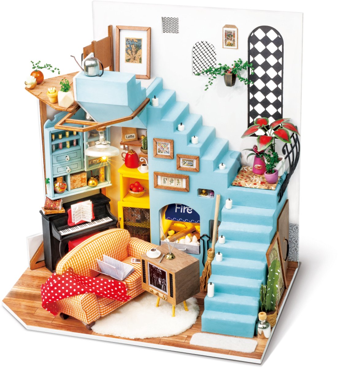 ROBOTIME Miniature Dollhouse DG141 Joys Peninsula Living Room