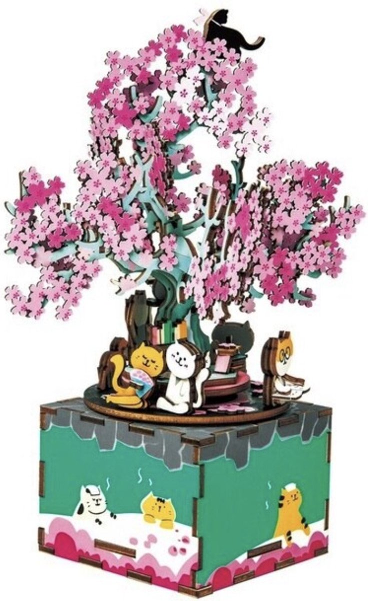 Robotime - Cherry Blossom tree - Muziekdoos - Houten modelbouw - Modelbouw - DIY - Hout 3D Puzzel - Tieners - Volwassenen