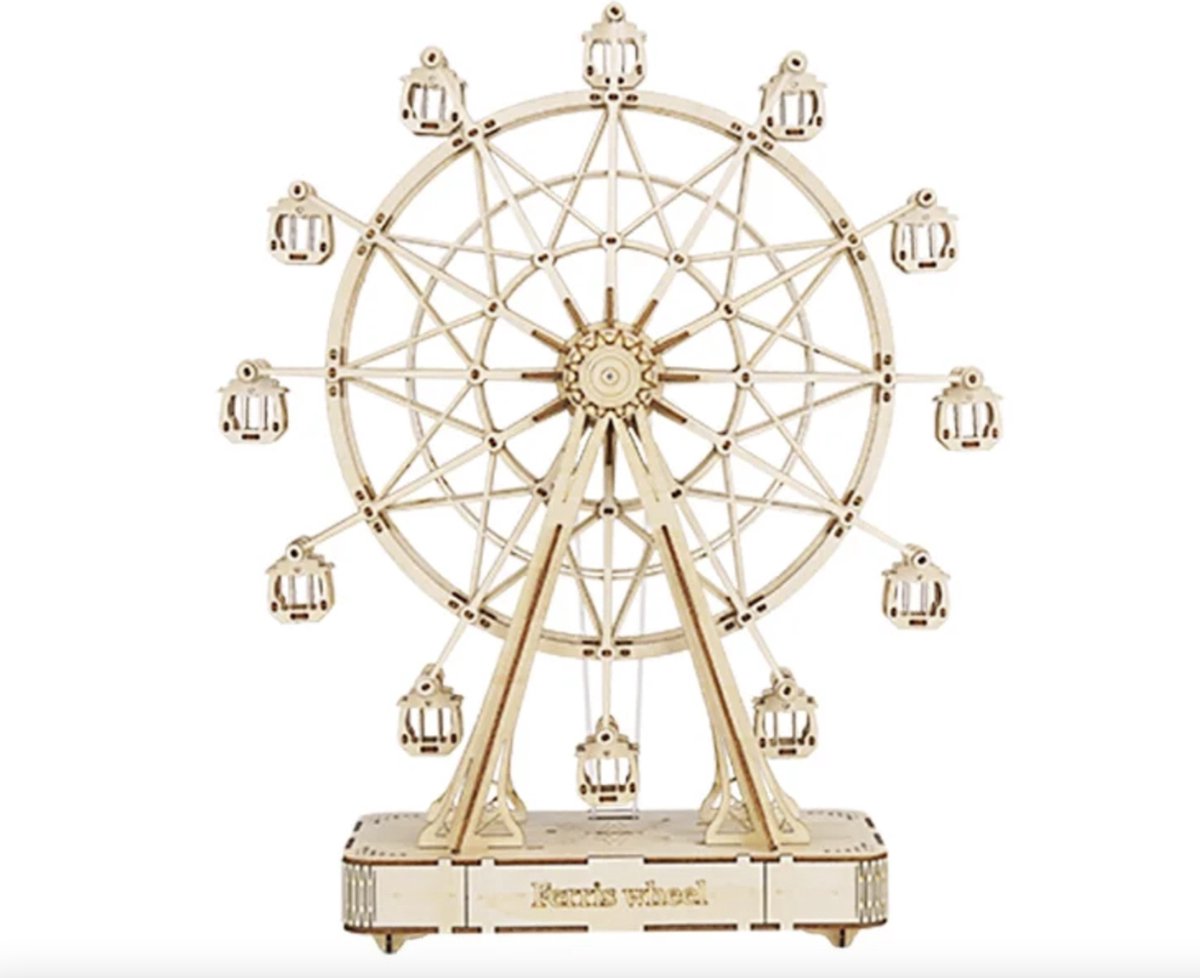 Robotime - Houten modelbouw - Ferris Wheel Music Box - Miniatuur Bouwpakket - Modelbouw - DIY - Hout 3D puzzel - Tieners - Volwassenen