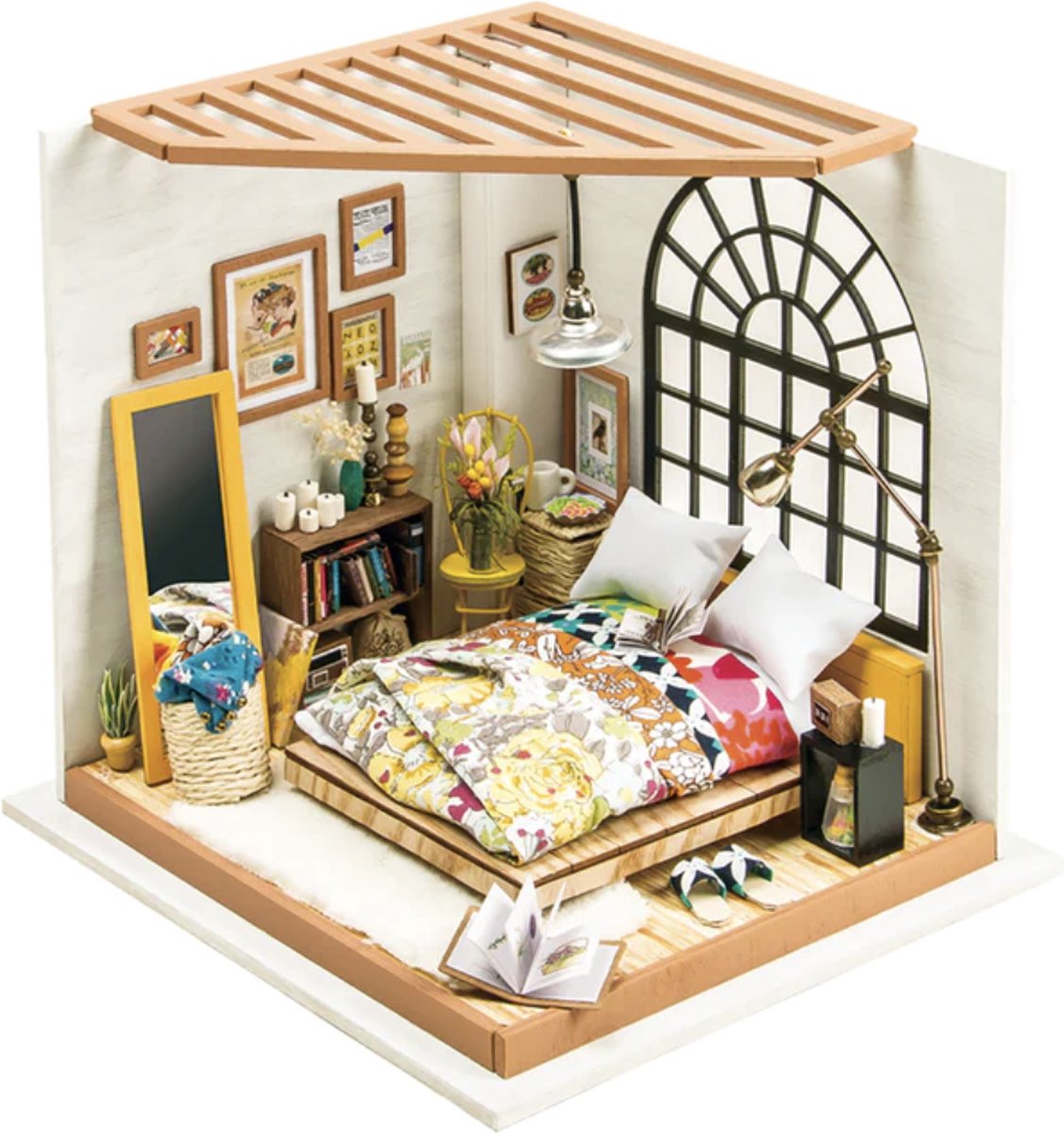 Robotime - Miniatuur bouwpakket - Alices Dreamy Bedroom - hout/papier/kunststof - Houten modelbouw - Modelbouw - DIY - Hout 3D puzzel - Tieners - Volwassenen - Diorama