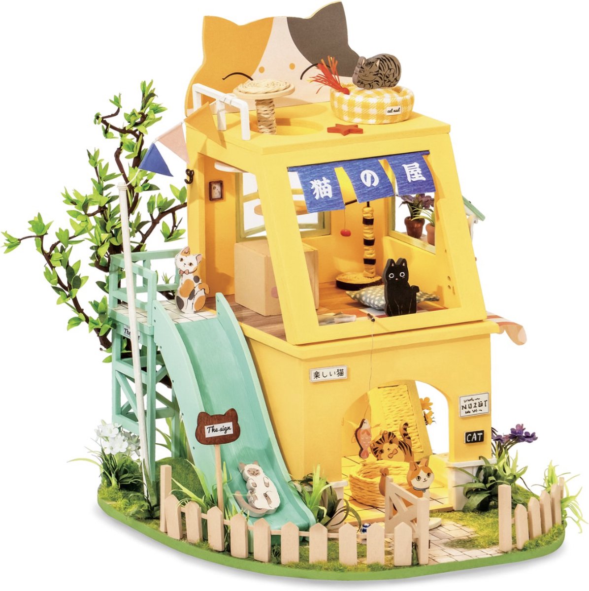 Robotime - Modelbouw - Cat House - Miniatuur bouwpakket - Houten modelbouw - hout/papier/kunststof - Modelbouw - DIY - Hout 3D puzzel - Tieners - Volwassenen - Diorama