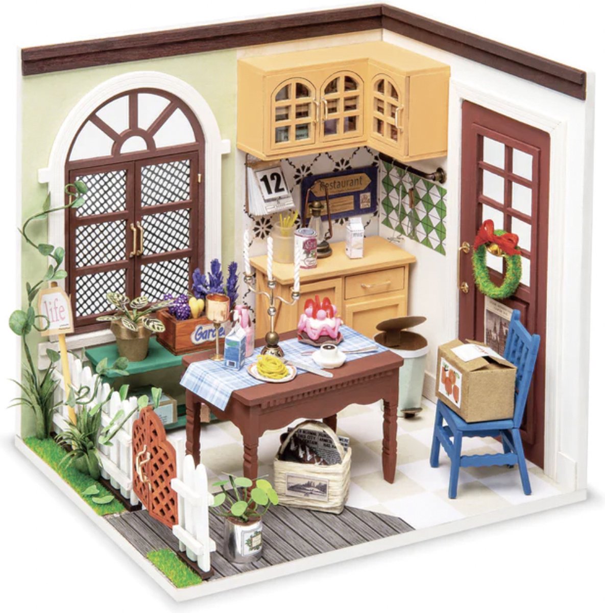 Robotime - Modelbouw - Charlies Dining Room - Miniatuur bouwpakket - Houten modelbouw - hout/papier/kunststof - Modelbouw - DIY - Hout 3D puzzel - Tieners - Volwassenen - Diorama