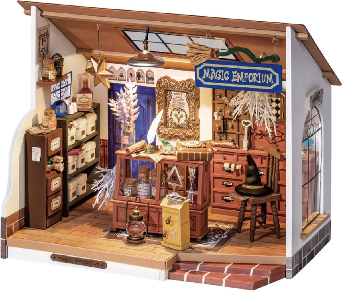 Robotime - Modelbouw - Kikis Magic Emporium - Miniatuur bouwpakket - Houten modelbouw - hout/papier/kunststof - Modelbouw - DIY - Hout 3D puzzel - Tieners - Volwassenen - Diorama