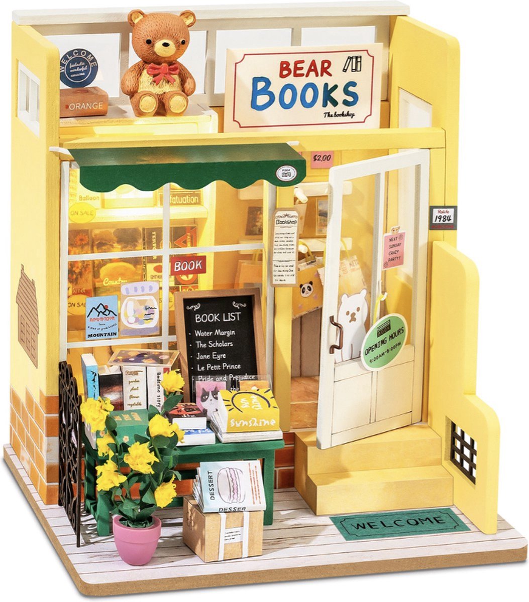 Robotime - Modelbouw - Mind-Find Bookstore - Miniatuur bouwpakket - Houten modelbouw - hout/papier/kunststof - Modelbouw - DIY - Hout 3D puzzel - Tieners - Volwassenen - Diorama