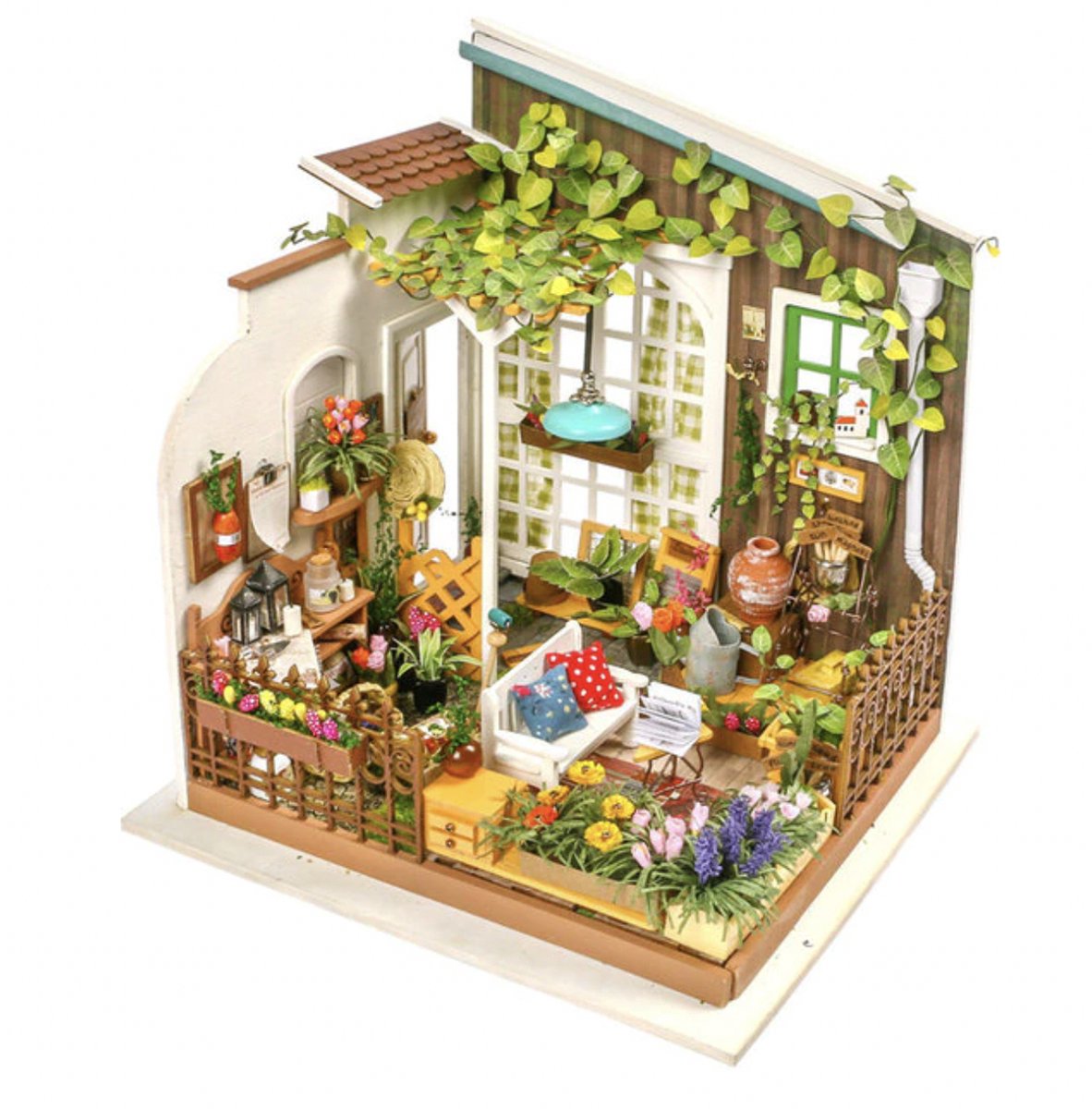 Robotime - Modelbouw - Miniatuur bouwpakket - Millers Garden - hout/papier/kunststof - Met lampje - Houten modelbouw - Modelbouw - DIY - Hout 3D puzzel - Tieners - Volwassenen - Diorama