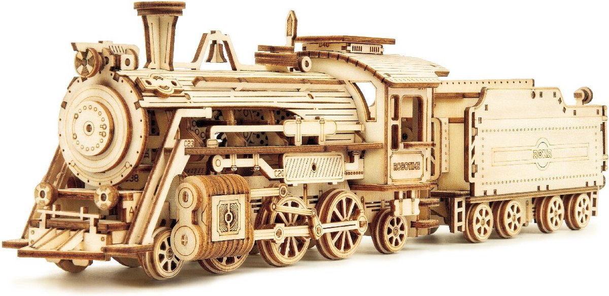 Robotime - Modelbouwpakket -Modelbouw - Modelpakket volwassenen - Modelbouw Trein - Stoomtrein - 31 X 7 X 8 cm - Hout 220