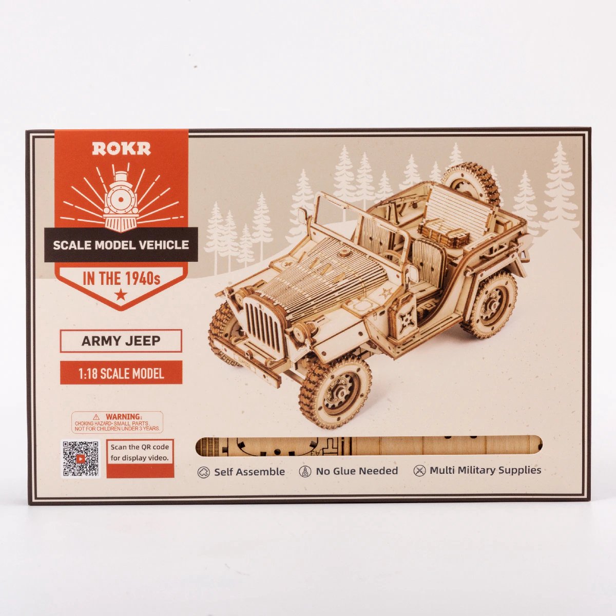 Robotime - Modelbouwpakket -Modelbouw - Modelpakket volwassenen - Modelbouw auto - Legerjeep - 19 X 10 X 9 Cm - Hout