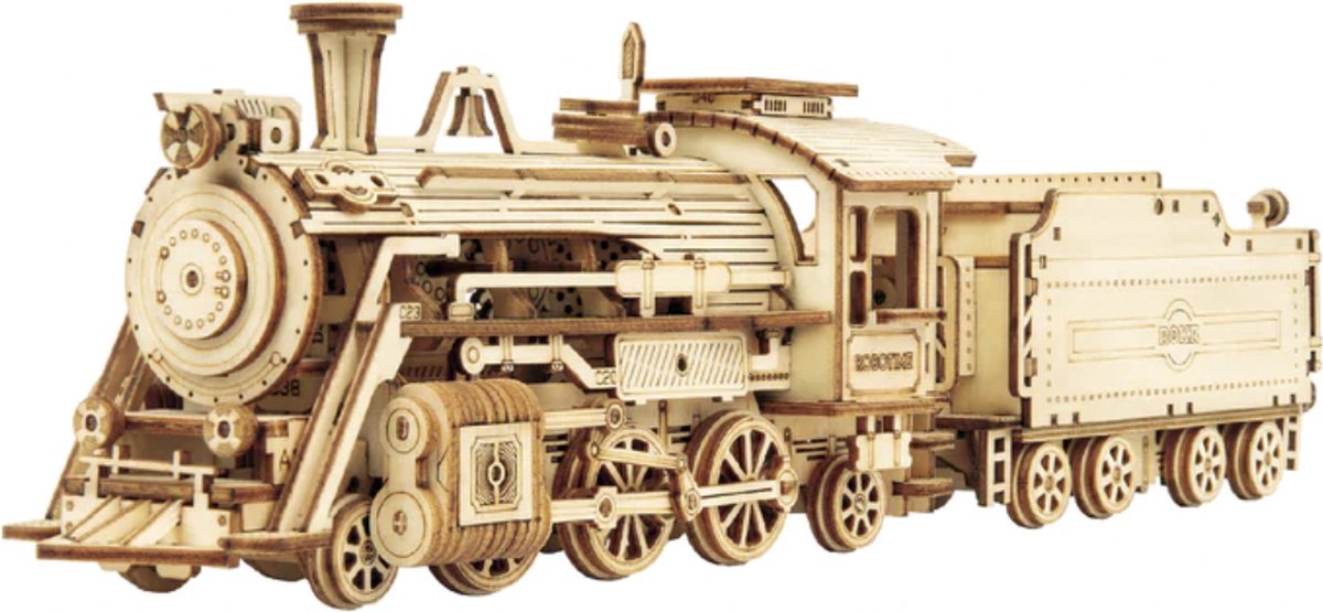 Robotime - Steam Express - Trein - Treinen - Houten modelbouw - Modelbouw - DIY - Hout 3D puzzel - Tieners - Volwassenen - 308 stukjes