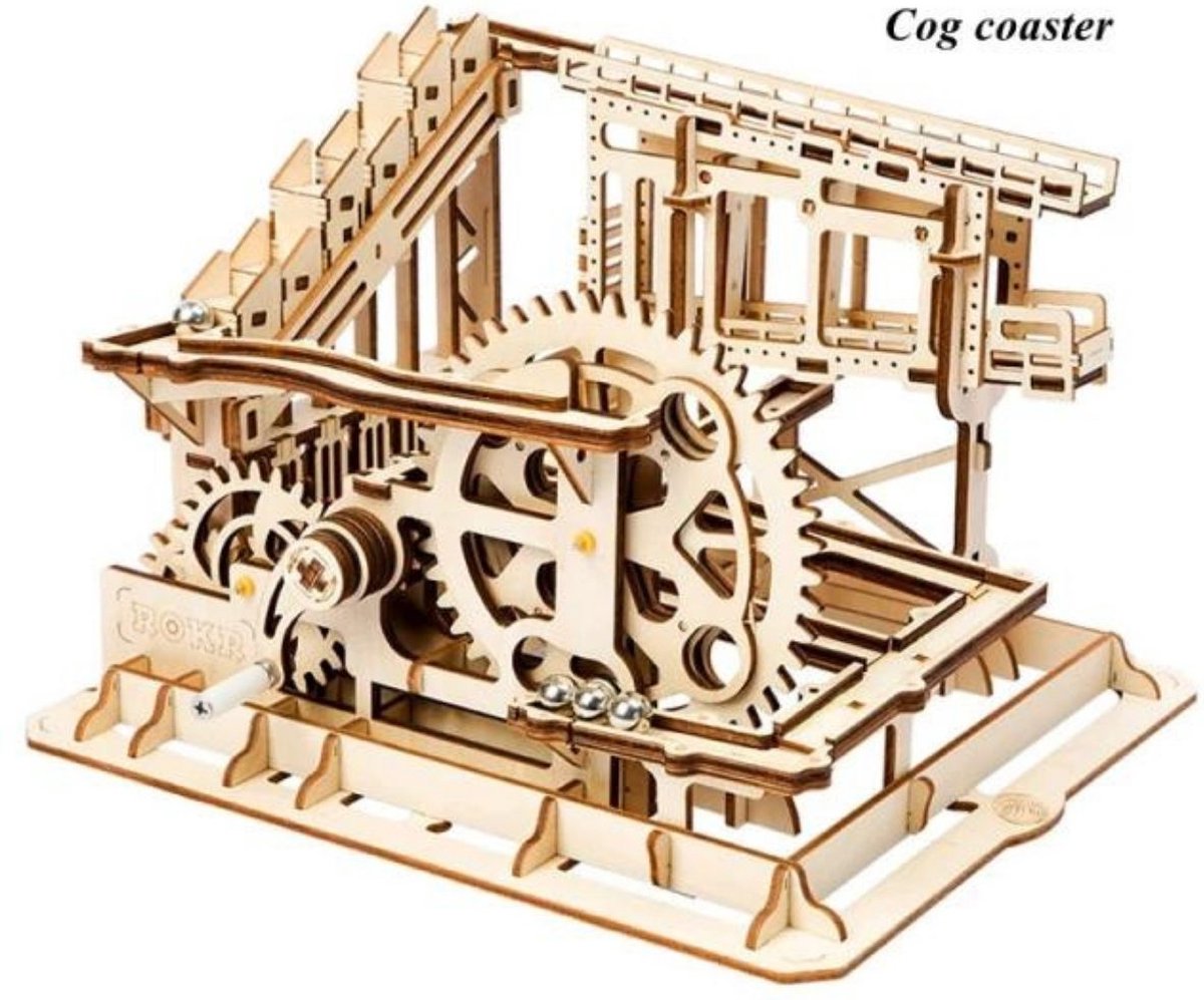 Robotime Cog Coaster - Rokr - Marble rush - Knikkerbaan - Houten puzzel - Volwassenen - 3D puzzel - Modelbouw - DIY