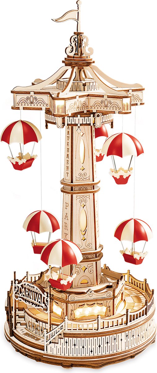 Robotime Parachute Tower EA01 - 3D puzzel - Houten bouwpakket - Knutselen - Miniatuur