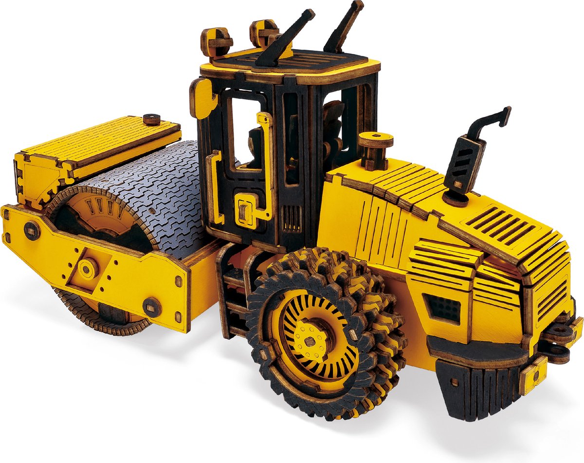 Robotime Road Roller TG701K - 3D puzzel - Houten bouwpakket - Knutselen - Miniatuur