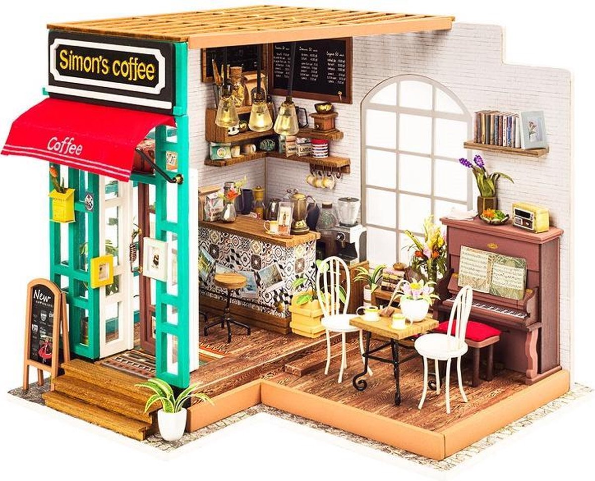 Robotime modelbouw Miniatuur bouwpakket Simons Coffee Corner