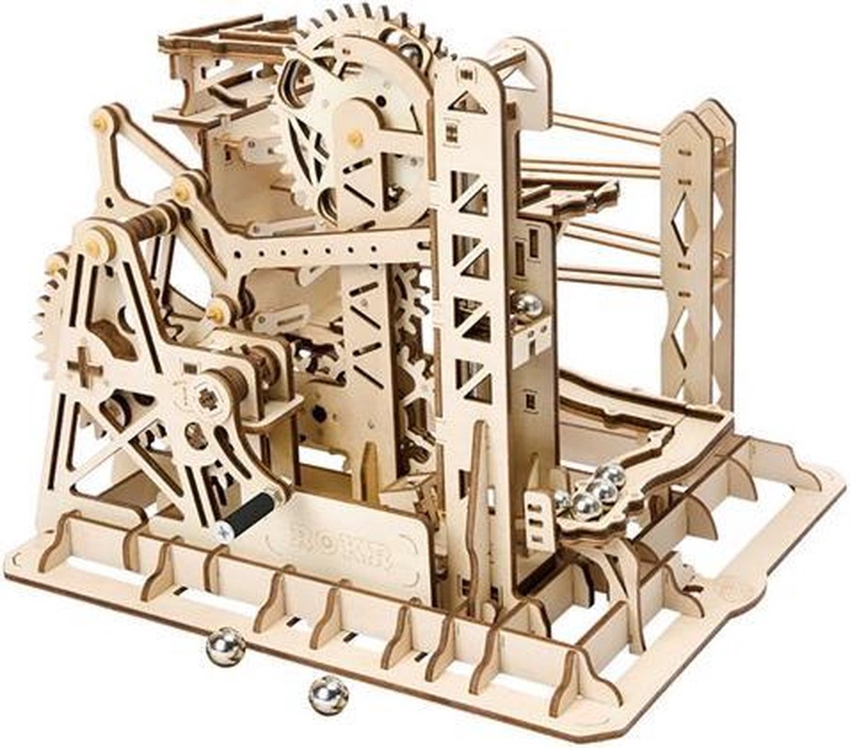 bouwset knikkerbaan Lift Coaster hout bruin 224-delig