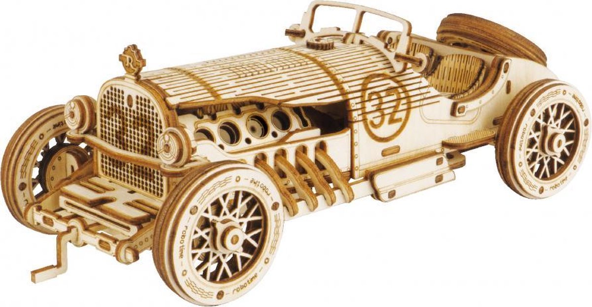 modelbouwpakket V8 GP Car 19 x 8 cm hout 220-delig