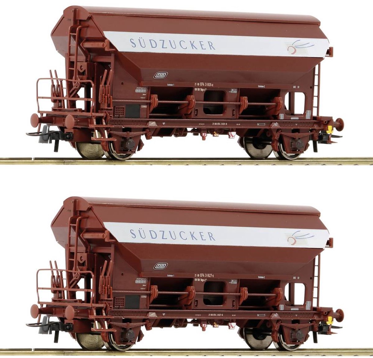   6600124 H0 2-delige set zwenkdakwagens van de DB