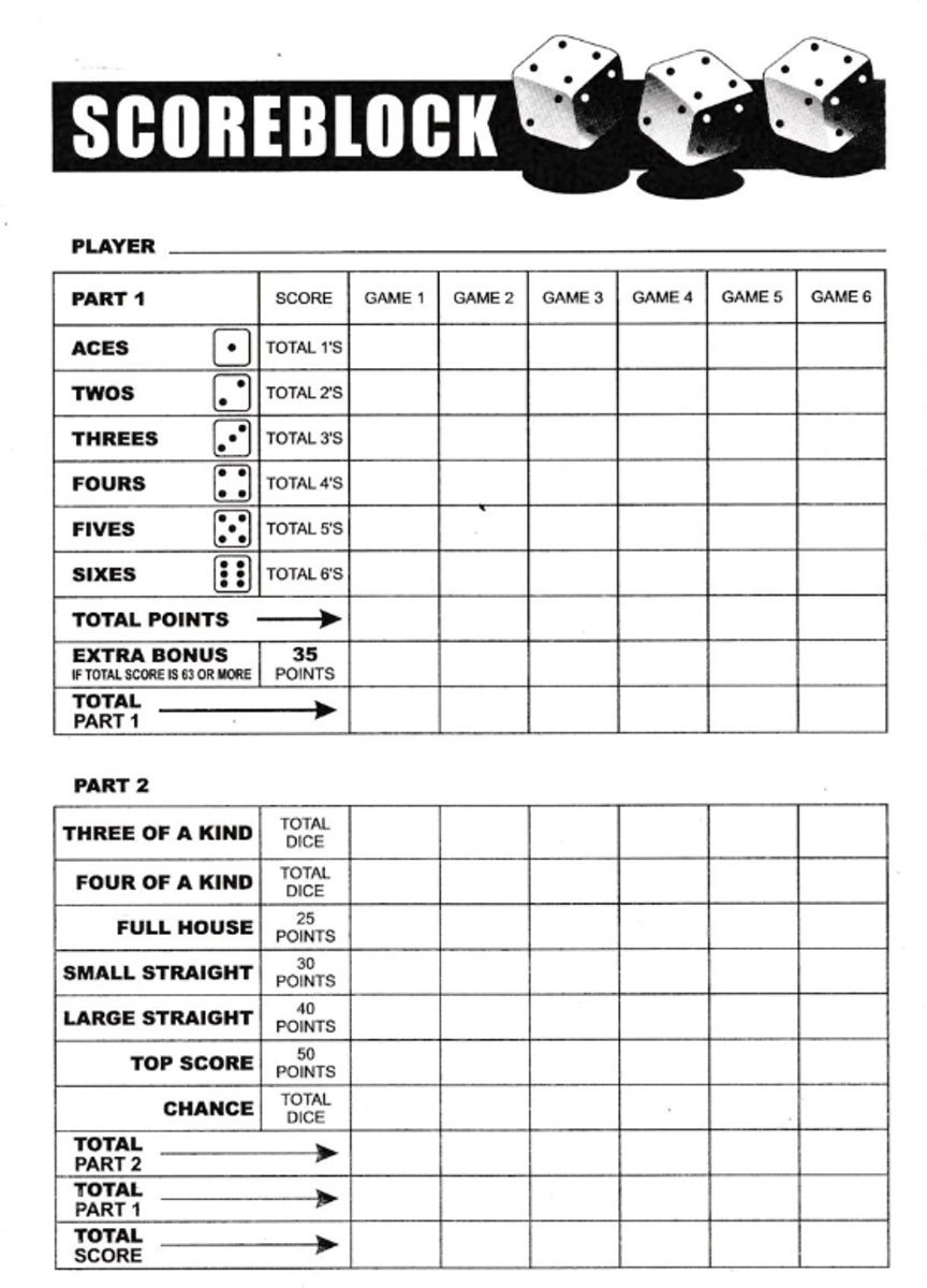 Games Yahtzee   -   Yahtzee - 100 Vellen