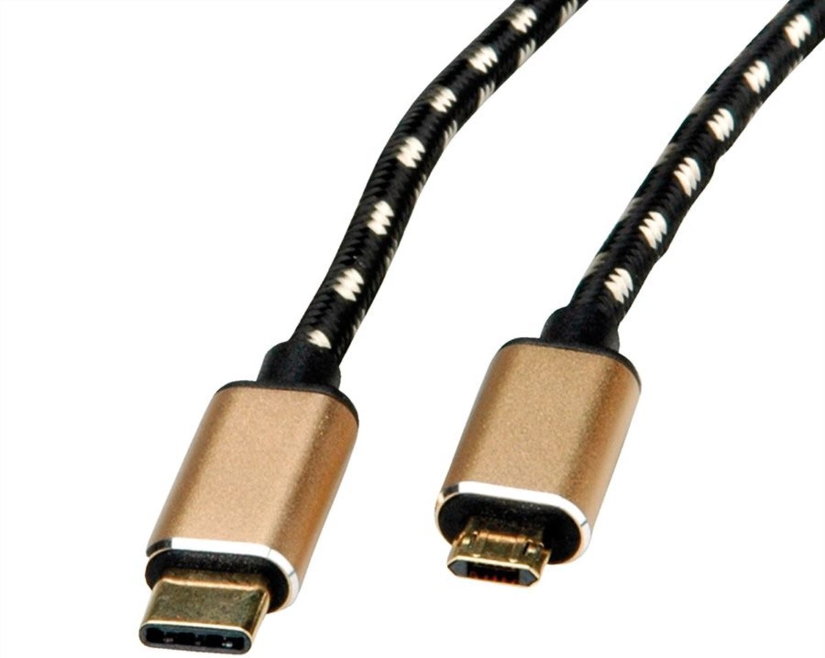 ROLINE 11028792 USB-kabel 4,5 m Mini-USB B USB C Mannelijk Zwart, Goud