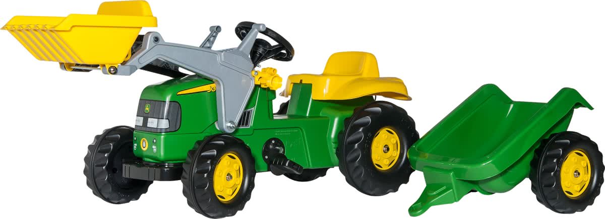 Rolly Toys Rollykid John Deere - Traptractor met Aanhanger en Frontlader