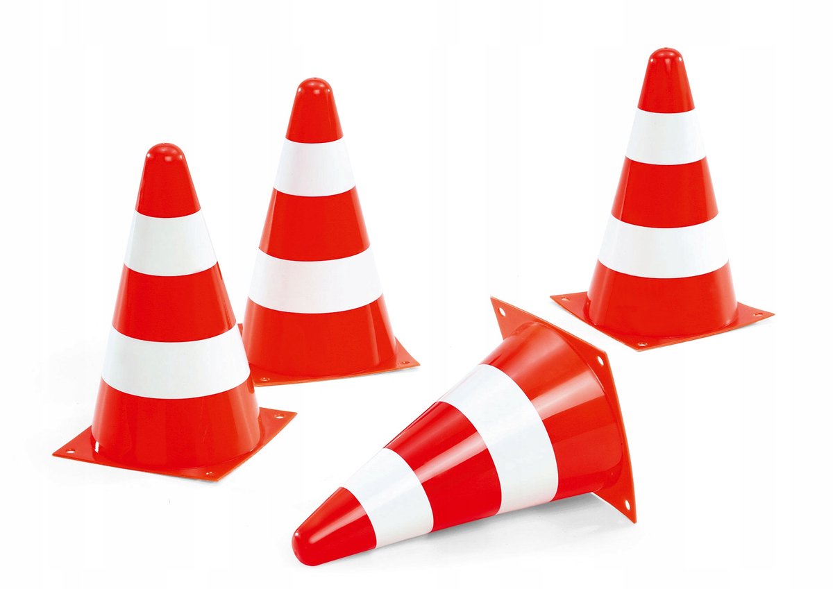 Rolly Toys Verkeerskegels 23 cm - Set van 4 - Speelgoed