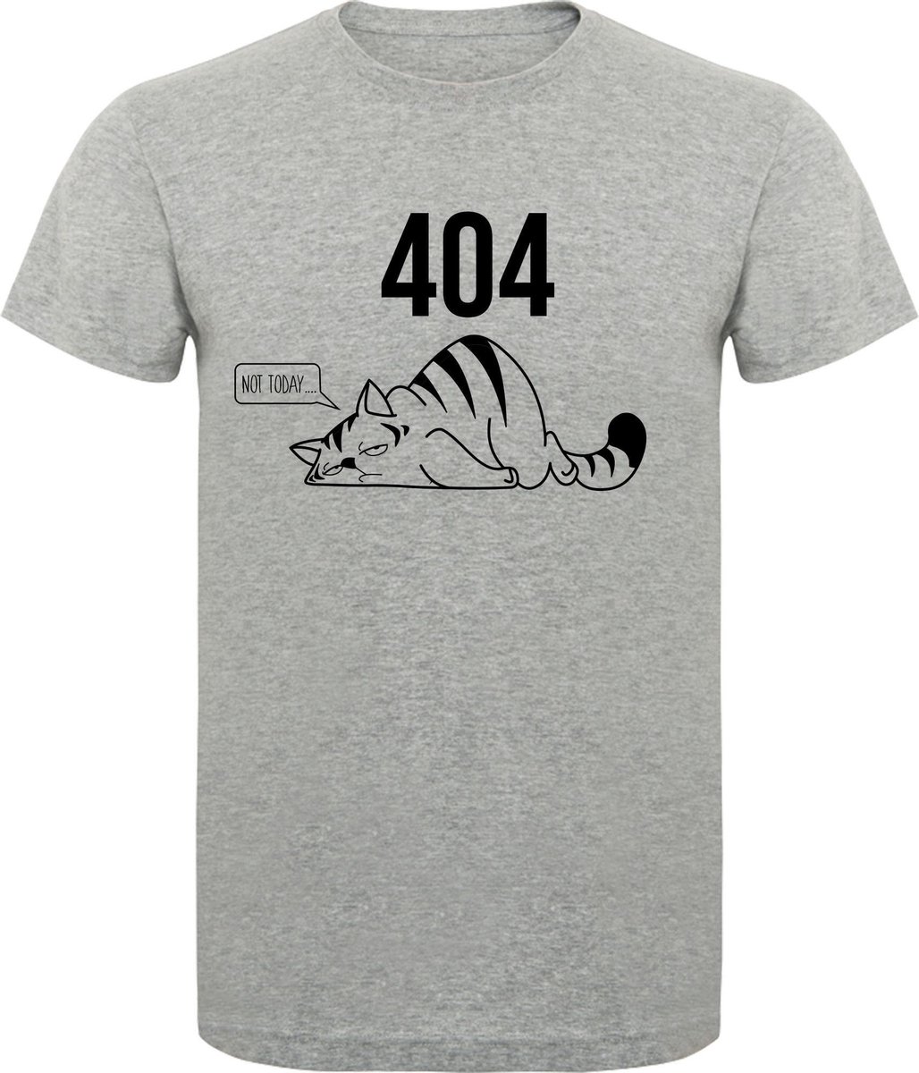 T-Shirt - Casual T-Shirt - Fun T-Shirt - Fun Tekst - Kat - Cat  - Error 404 Not Today - XL