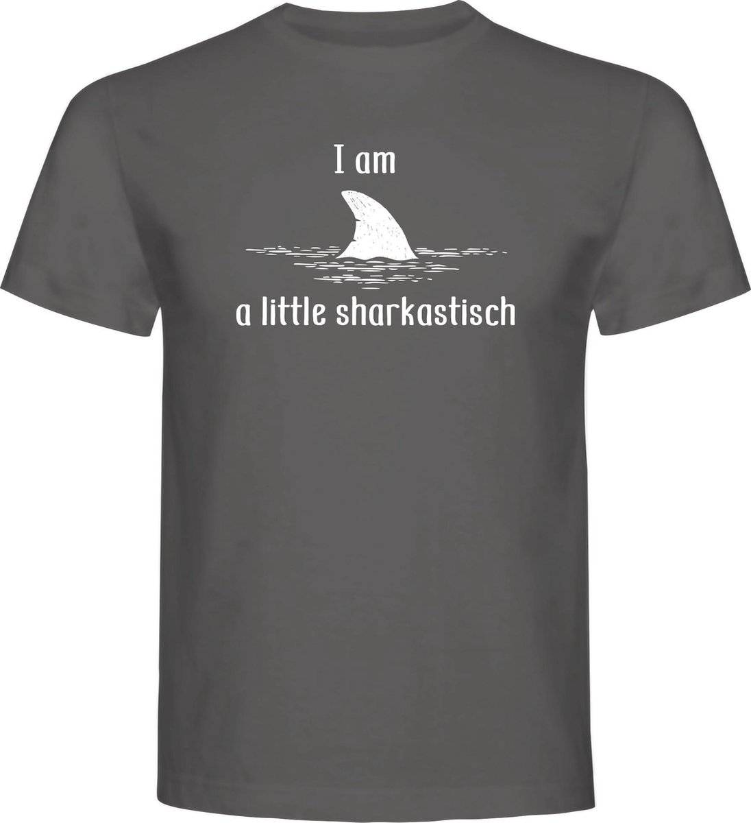 T-Shirt - Casual T-Shirt - Fun T-Shirt - Fun Tekst - Lifestyle T-Shirt - Mood - I Am A Little Sharkastisch - Dark Grey - Maat L