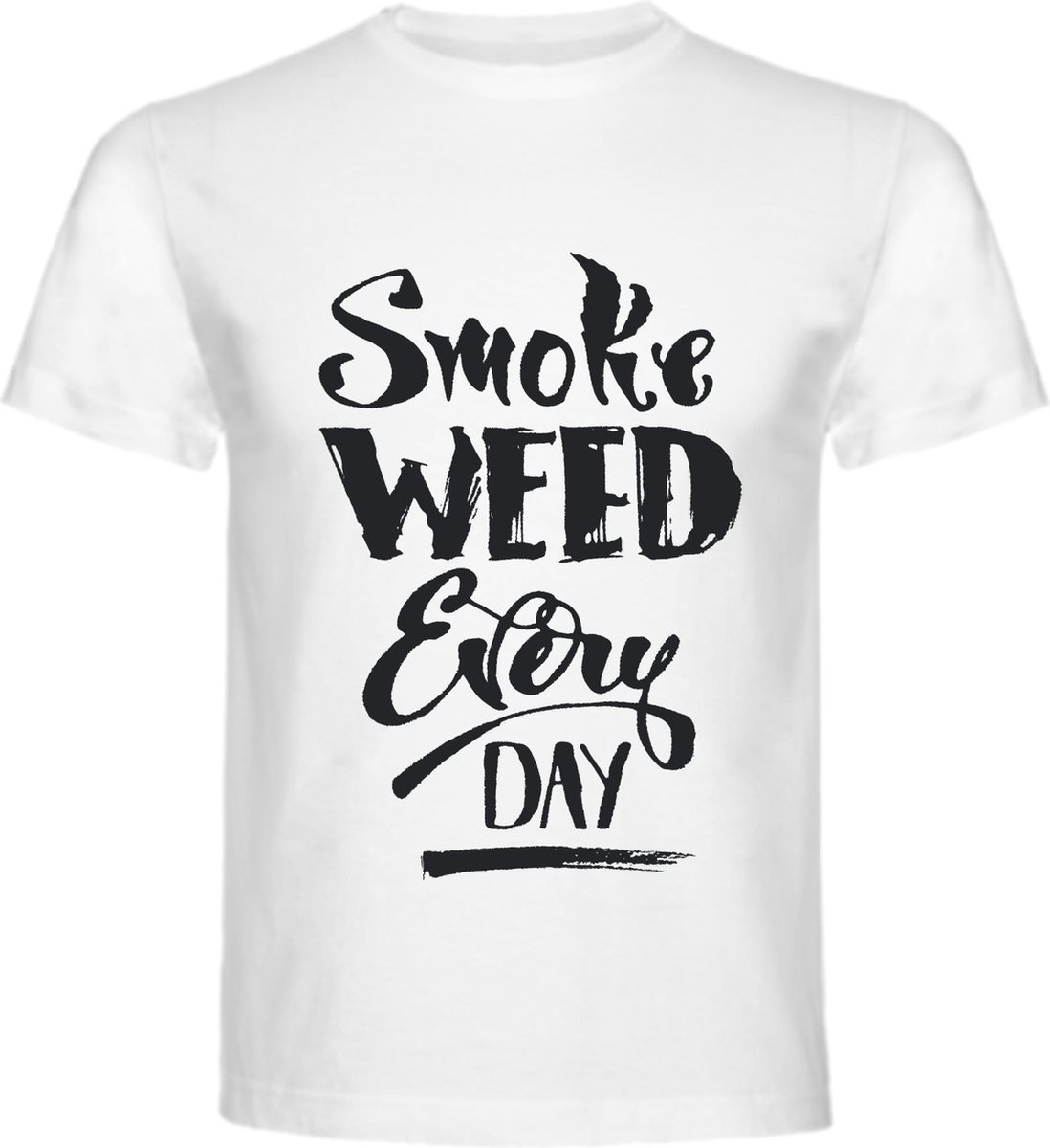 T-Shirt - Casual T-Shirt - Fun T-Shirt - Fun Tekst - Lifestyle T-Shirt - Mood - Wiet - Smoke Weed Severy Day - Wit - S