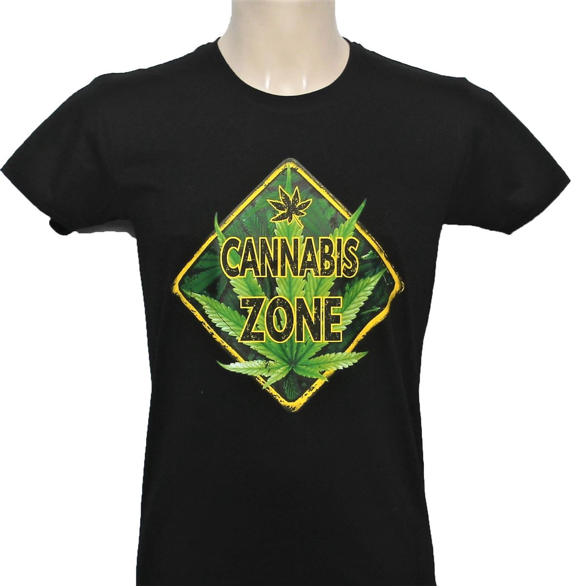 T-Shirt - Casual T-Shirt - Fun T-Shirt - Fun Tekst - Lifestyle T-Shirt - Wiet - Cannabis Zone - Zwart - Maat XXL