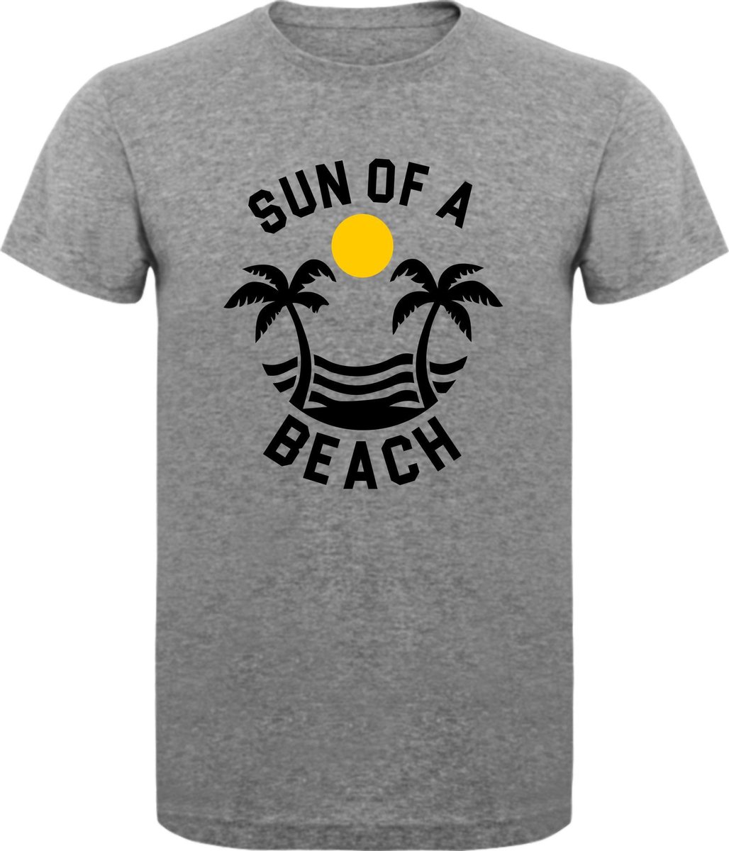 T-Shirt - Casual T-Shirt - Fun T-Shirt - Fun Tekst - Zon  - Zee- Strand  - Sport Grey - Sun Of A Beach - S