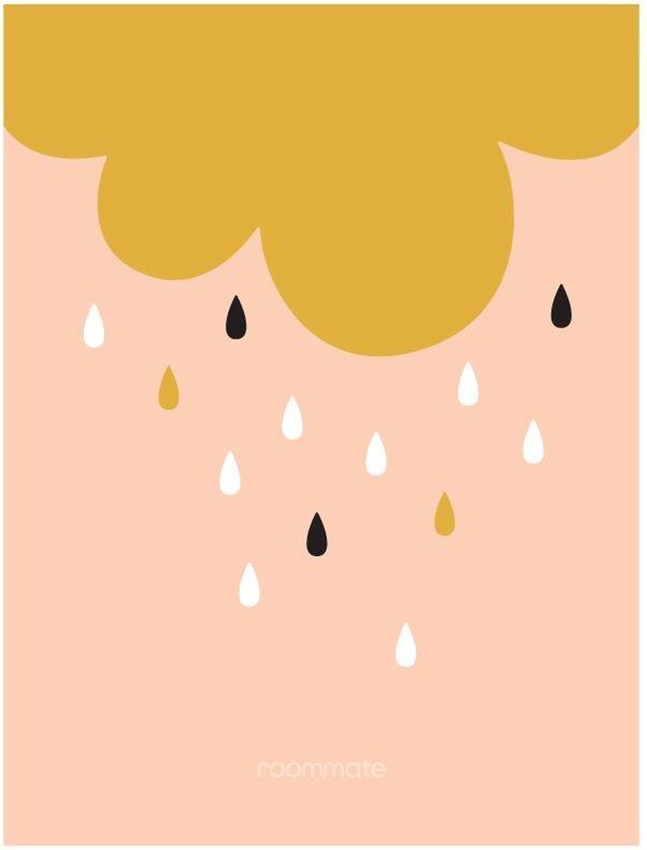   Poster Golden Rain 30 X 40 Cm Goud/roze