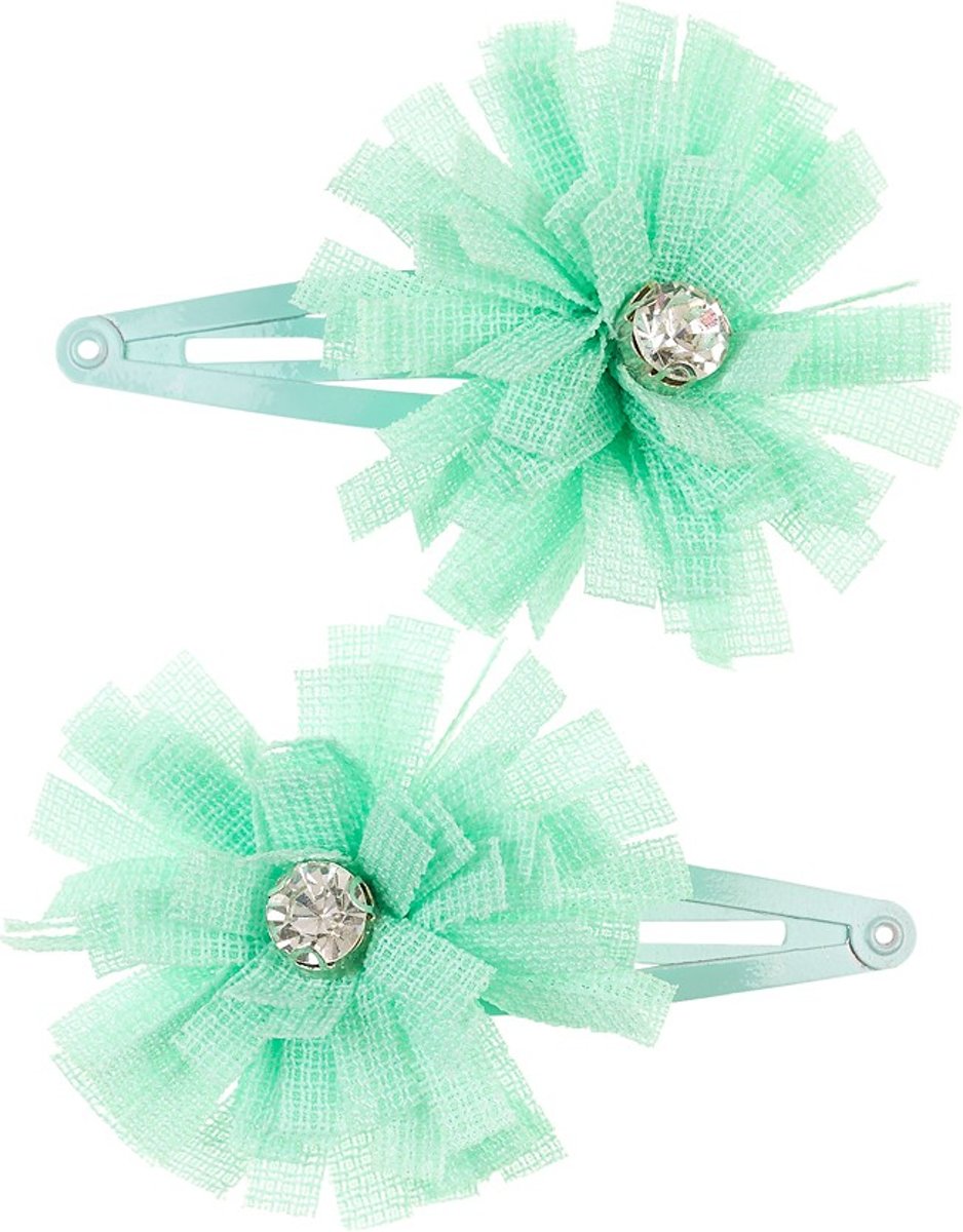 Rose & Romeo Souza Haar clips Fabienne, met kleine bloemen, mint (2 stuks/kaartje, 6 kaartjes)