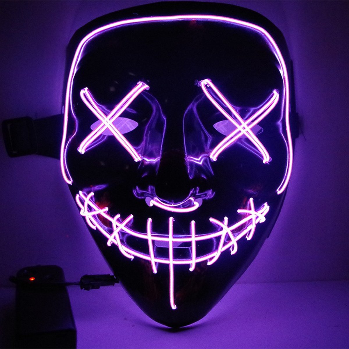 LED Feestmasker - Party Masker - Kerstmasker - Purge - Vendetta - Lichtgevend Masker (Paars)